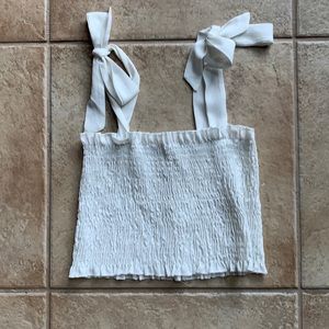 White crop top with bows